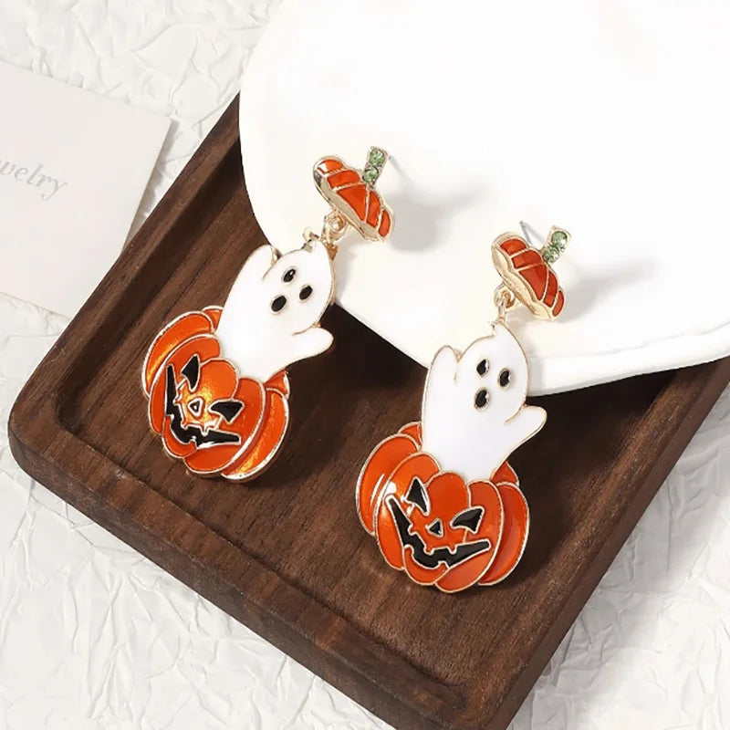 Halloween Glow Ghost Dangle Earring for Women Girls Pumpkin Stud Earring Boo Jewelry Accessory Gifts Wholesale - Charlie Dolly