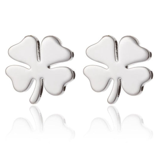 Simple Stainless Steel Leaf Stud Earrings for Women Men Hip Hop Lucky Jewelry Wedding Party Birthday Fashion Elegant Gift 2023 - Charlie Dolly