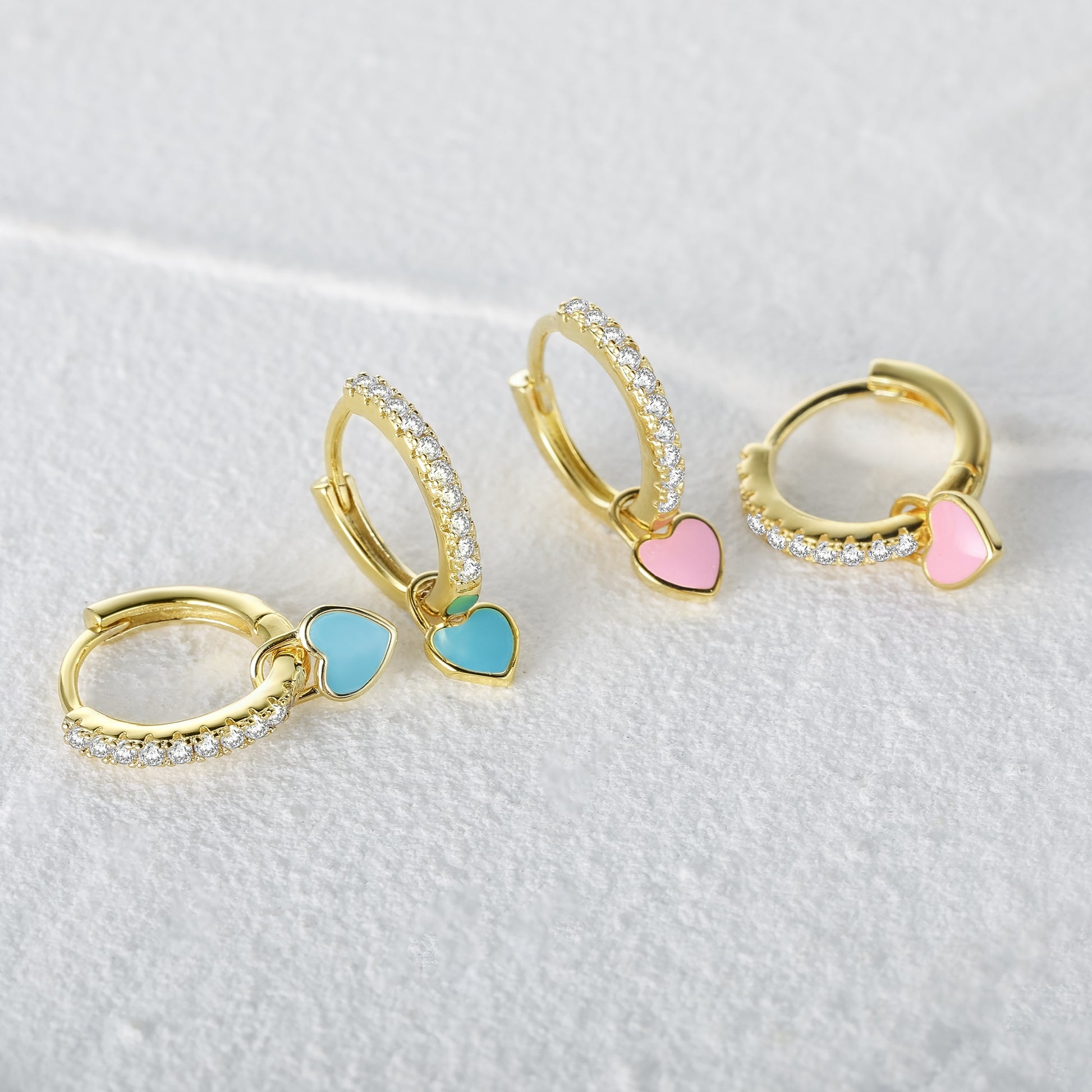 Aide Silver Color Hoop Earrings With Cute Candy Neon Color Enamel Heart Charm Drop Earring Gold Color For Girls Party Jewelry - Charlie Dolly