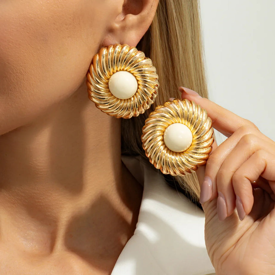 Resin Bead Big Spiral Stud Earrings Jewelry