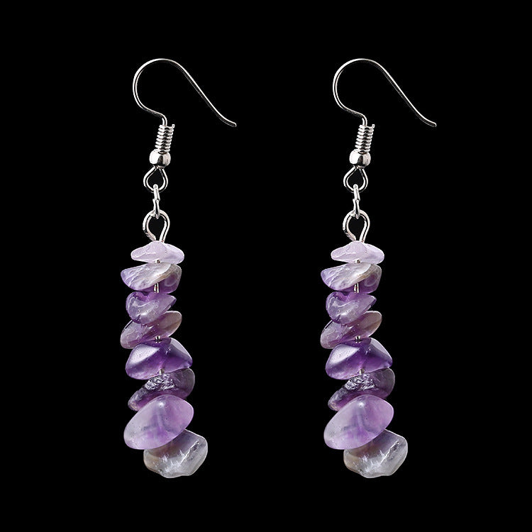 Chip Natural Stone Crystal Earrings Raw Gemstone Amethyst Lapis Lazuli Tiger's Eye Rose Quartz Chakra Earring