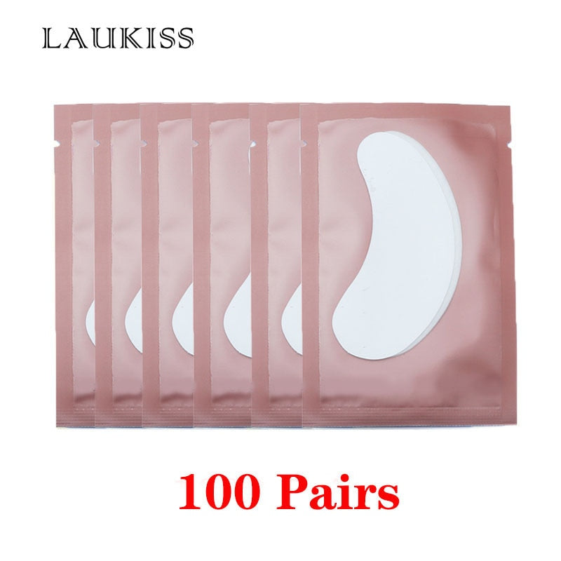 25/50/100Pairs Eye Patches Under Eyelash Pads for Building Hydrogel Paper Patches Pink Lint Free Stickers for False Eyelashes - Charlie Dolly