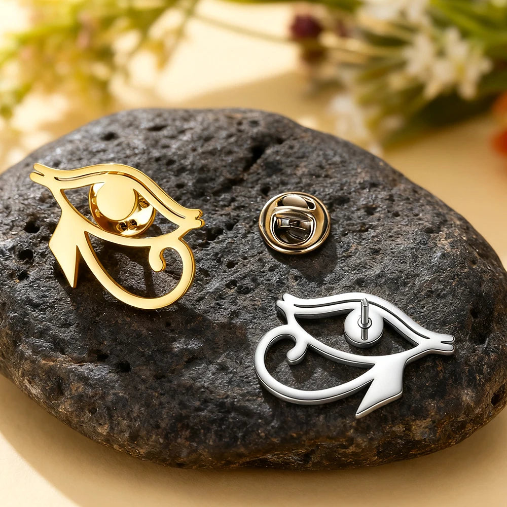 Dawapara Ancient Egyptian Eye Symbol Pin Eye of Horus Brooch Spiritual Jewelry Protection Amulet Stainless Steel Accessory