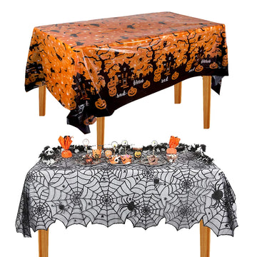 Halloween Tablecloth tablecover table decor Haunted House Pumpkin Spider Web Tablecloth 2024 Halloween Party Decoration Supplies