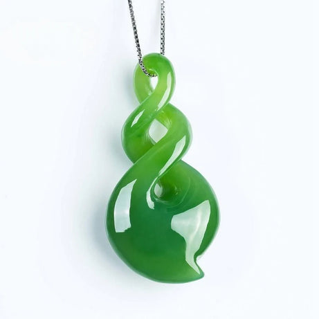Natural Hand-Carved Green Jade Pendant Necklace, Lucky Wealth Amulet Talisman