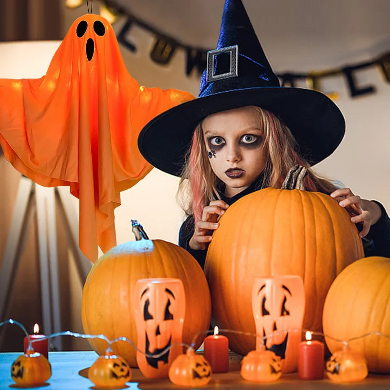 Halloween Party LED Glow Ghost Home Indoor Outdoor Decoration Supplies 2024 Haunted House Bar Hanging Horror Props with Lights - Charlie Dolly