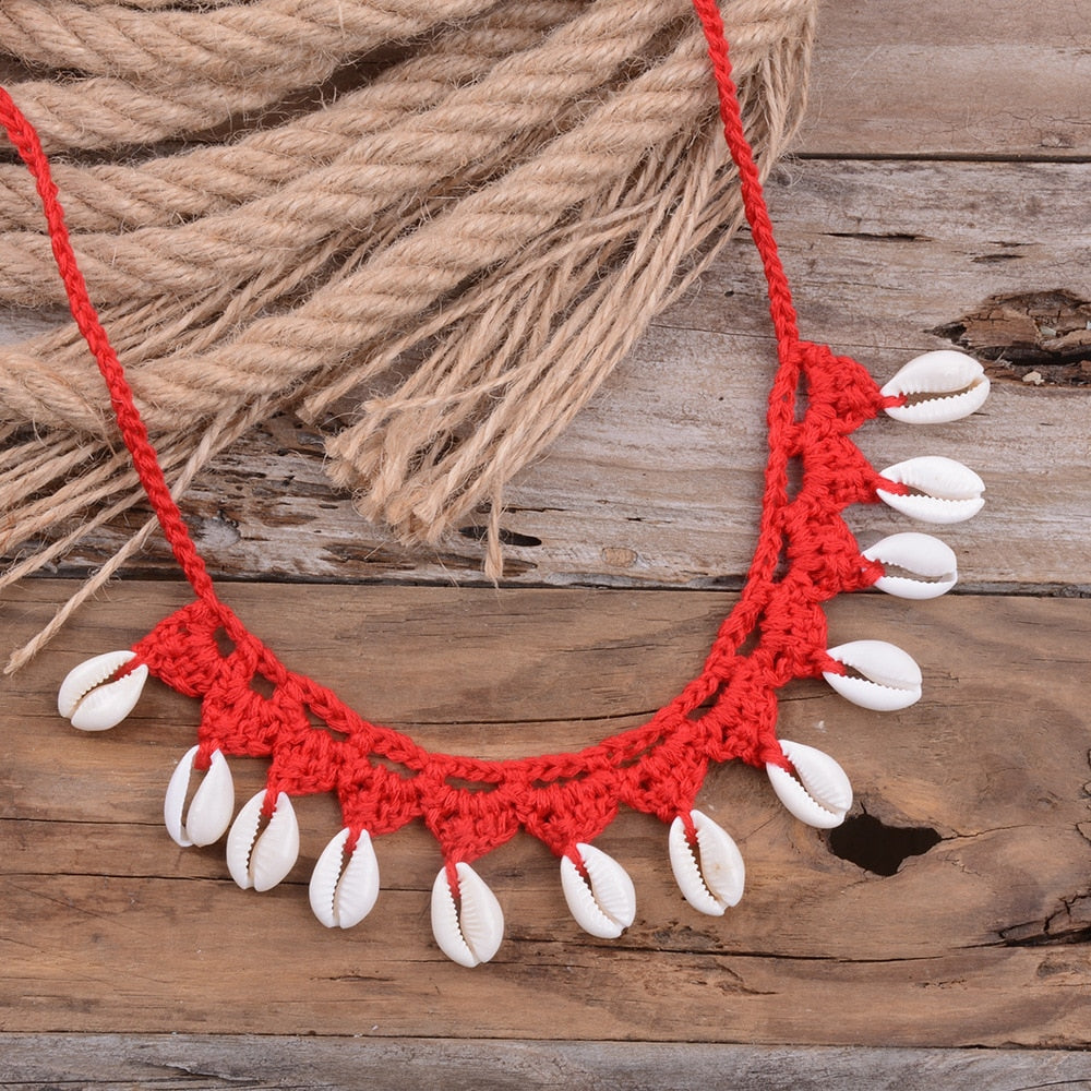 Women Shells Choker Necklaces Natural Sea Cowrie Shell Rope Chain Choker Necklace Summer Jewelry Girl Friendship Gifts Handmade - Charlie Dolly