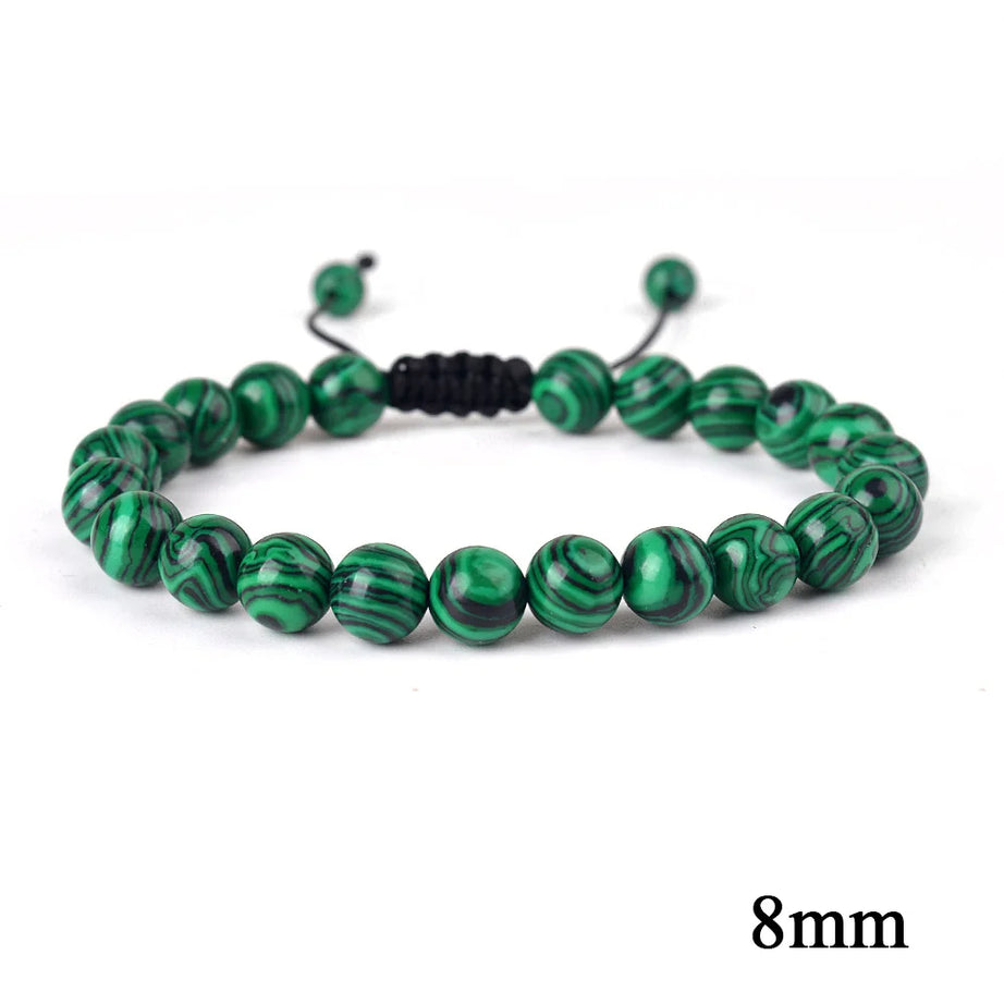 Natural Stone Beaded Bracelet — Tiger Eye, Agate & Lava