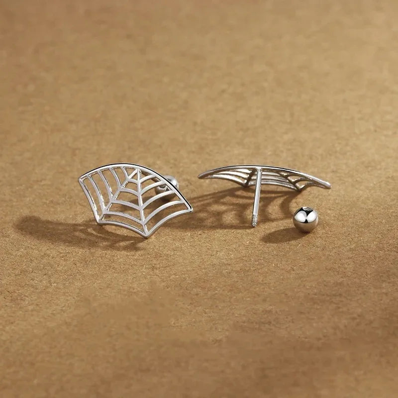 Gothic Spider Web Earring, Punk Tattoo Stud Earring for Halloween Witchy Silver Earring Jewelry Gifts - Charlie Dolly