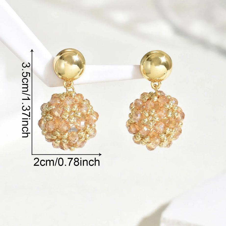 Crystal Ball Bead Handmade Drop Earrings Jewelry