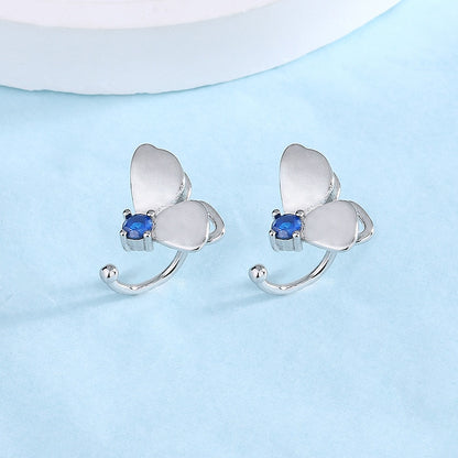 1 Pcs Double Butterfly Zircon Ear Cuffs Clip For Women Girl Cute Vintage Fake Piercing Earrings Silver Color Jewelry Gifts