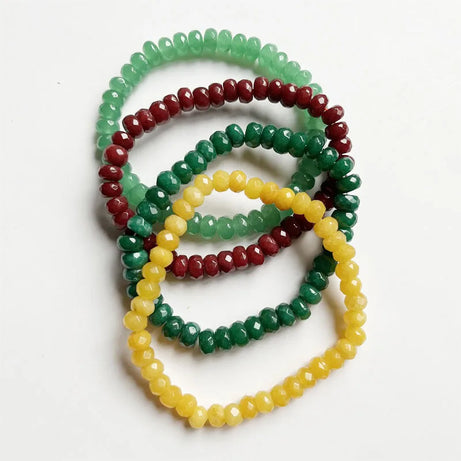 Rare 5*8MM Faceted Red Ruby Green Emerald Bracelet Vintage Natural Stone Jewelry Elegant Exquisite Beaded Hand Chain Women Boho - Charlie Dolly
