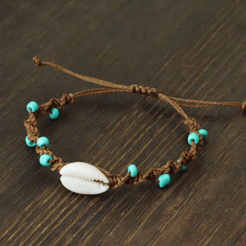 Noter Bohemia Macrame Bracelet Adjustable Unisex Beach Shell Braslet 4mm Blue Howlite Braclet Handmade Surfing Jewelry Pulseria