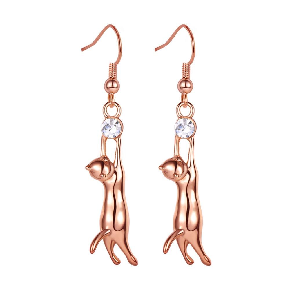 U7 Cat Dangle Earrings For Women Girls Rhinestone Jewelry Best Gift for Cat Person Cute Pet Animal Hook Earring E374 - Charlie Dolly