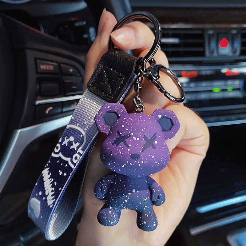 Cute Resin Keychain Charm Tie The Bear Pendant For Women Bag Car KeyRing Mobile Phone Fine Jewelry Accessories Kids Girl Gift - Charlie Dolly
