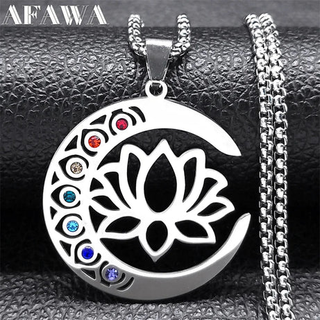 Lotus Moon Chakra Pendant, Sacred Yoga Meditation Amulet