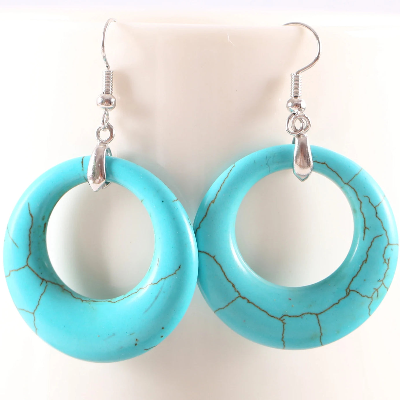White Opal Lapis Cabochon Drop Earrings Jewelry