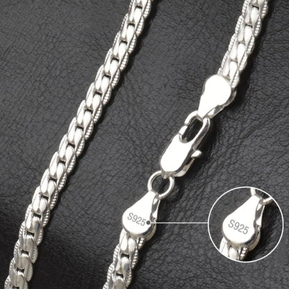 TIEEFEGO 925 Sterling Silver 6mm Side Chain 8/18/20/22/24 Inch Necklace For Woman Men Fashion Wedding Engagement Jewelry Gift