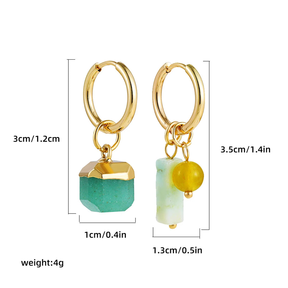 Agate Rectangle Bead Asymmetric Drop Earrings Jewelry