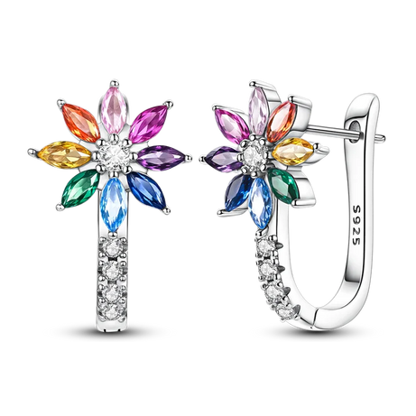 Sterling Silver Clover Butterfly Hoop Earrings Jewelry