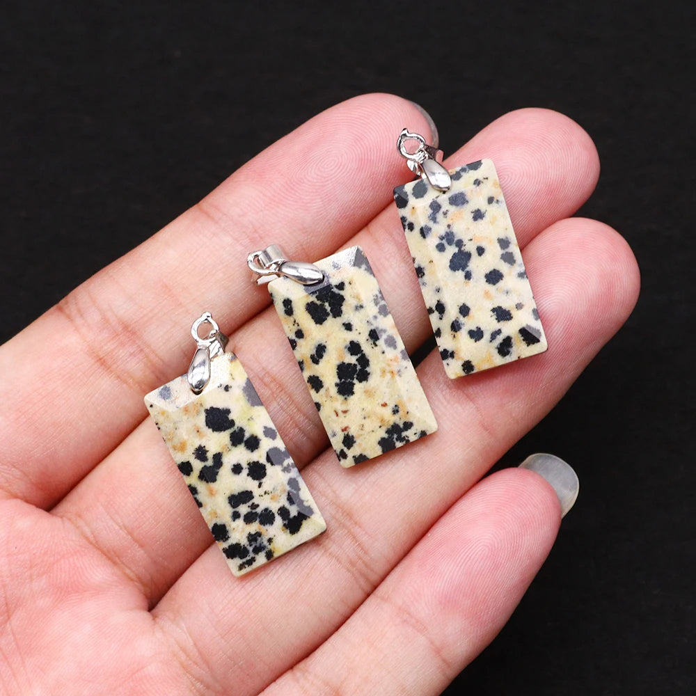 2pcs Quartz Crystal Rectangle Stone Pendants for Women DIY Necklace Natural Amethyst Lapis Lazuli Slice Pendant Earrings Jewelry
