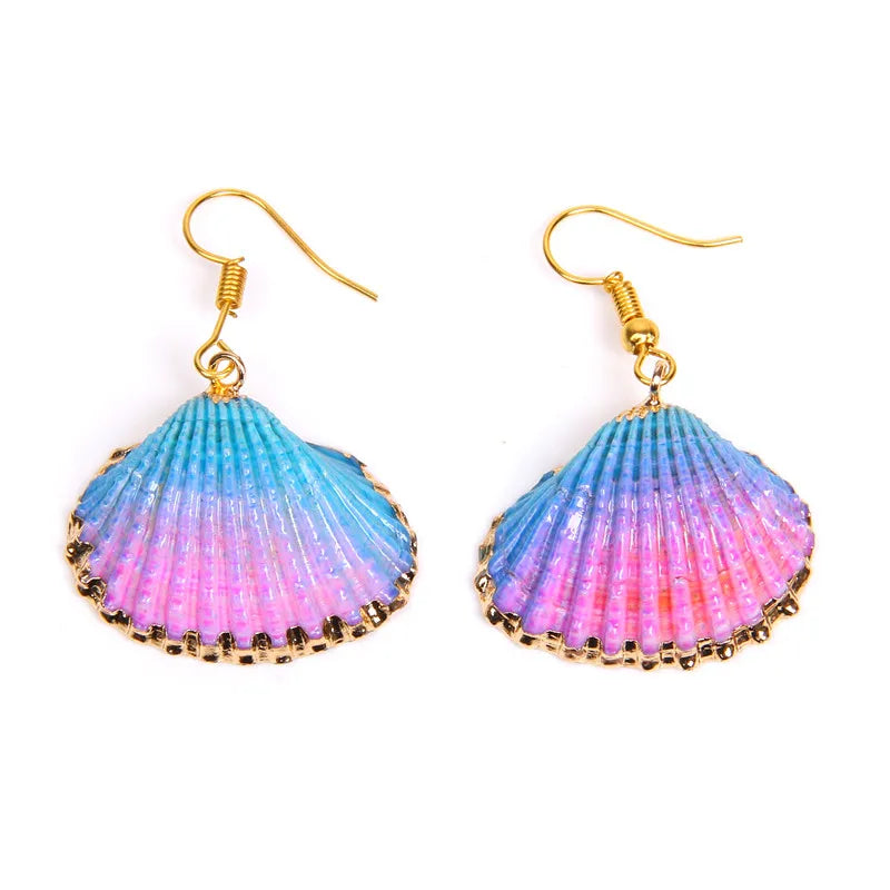 New In Natural Shell Sea Scallop Drop Earrings Boho Shell Drop Earrings for Women Femal Sea Beach Earrings Summer Jewelry Gifts