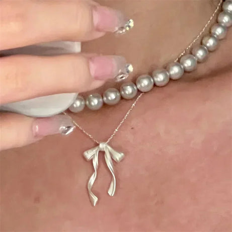 Bowknot Pendant Boho Elegant Clavicle Chain Necklace