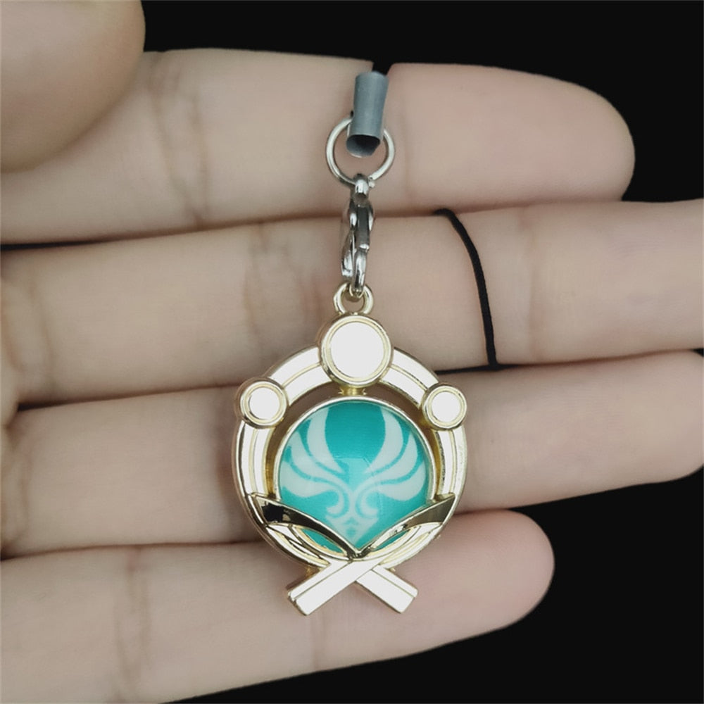 Game Genshin Impact Keychain Luminous 7 Element Double-Side Glass Pendant Weapons Eye Of Original Keyring Phone Charms Souvenir - Charlie Dolly