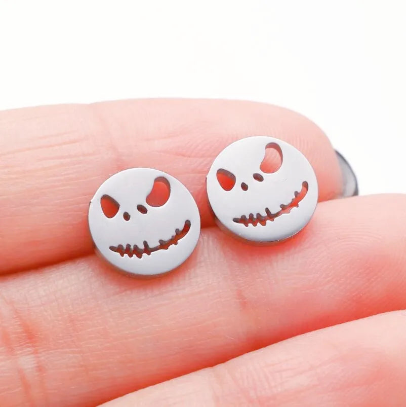 Cute Halloween Cartoon Ghost Earrings Stud For Women Stainless Steel Ear Piercing Black Earrings Minimalist Free Shipping - Charlie Dolly