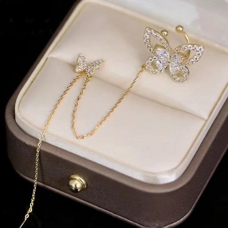 Accessories for Women Personality Simple Hollow Butterfly Zircon Ear Clip for Women Party Jewelry Anniversary Gift Pendientes - Charlie Dolly