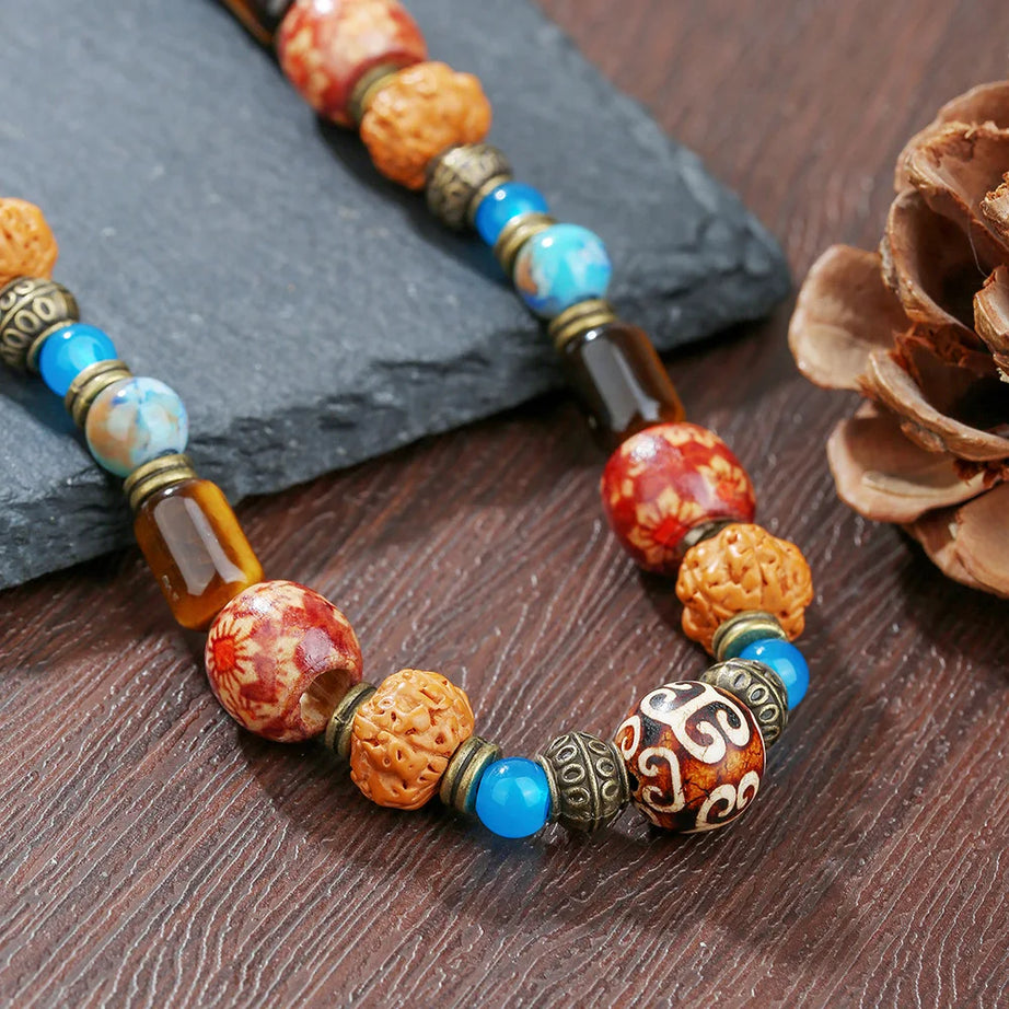 Tiger Eye Bodhi Bead Mens Necklace Jewelry