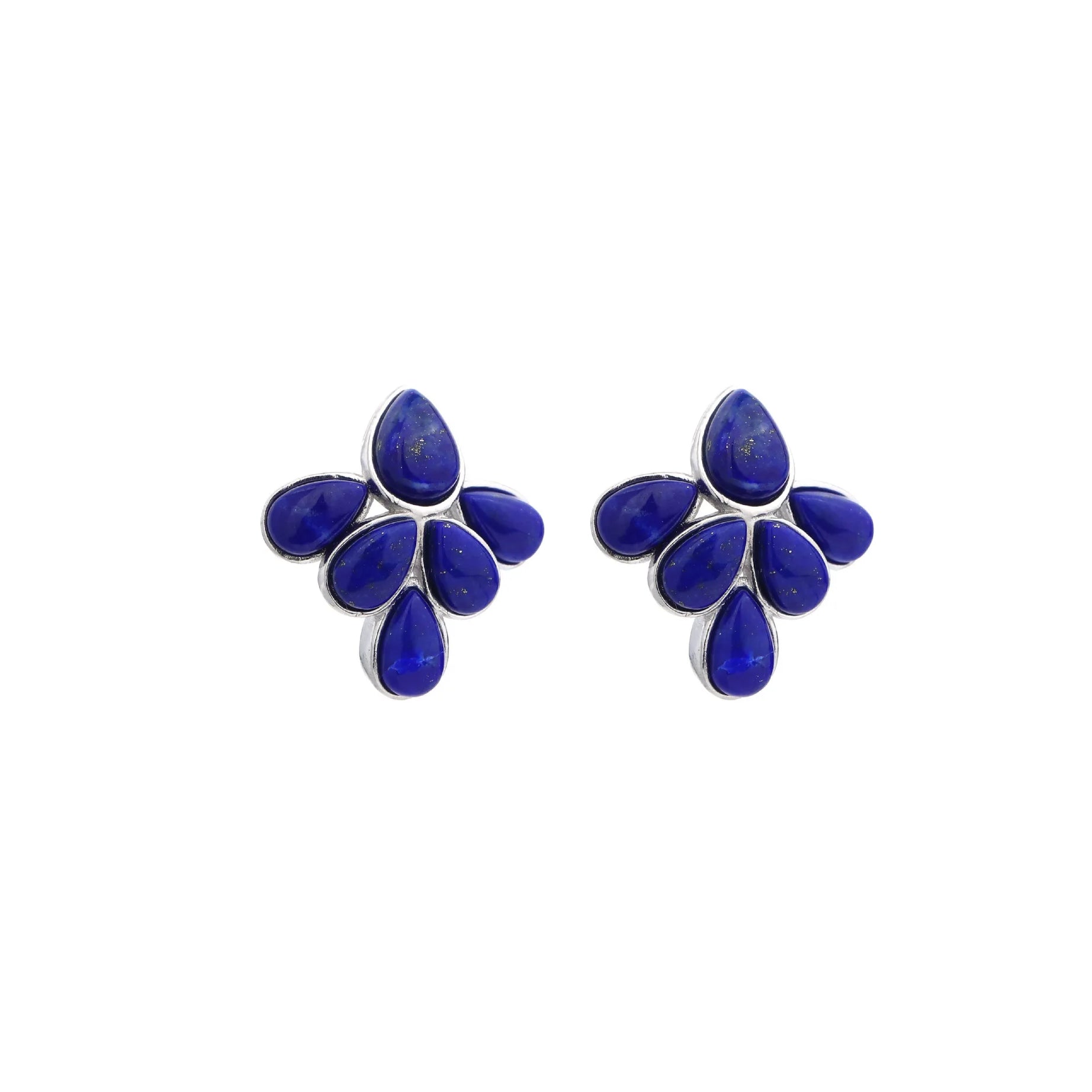 GEEZENCA 925 Silver Lapis Lazuli Turquoise Leaf Stud Earrings Women Gold Plated Trendy Dainty Lightweight Statement Earring Gift - Charlie Dolly