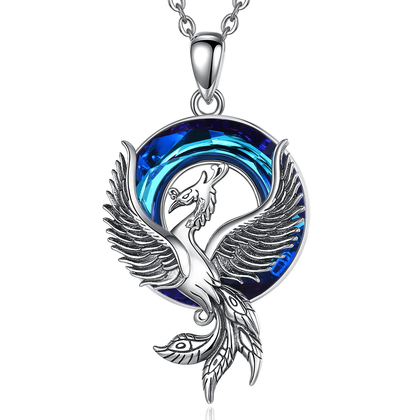 Phoenix Amulet Necklace with Austrian Crystal, S925 Sterling Silver