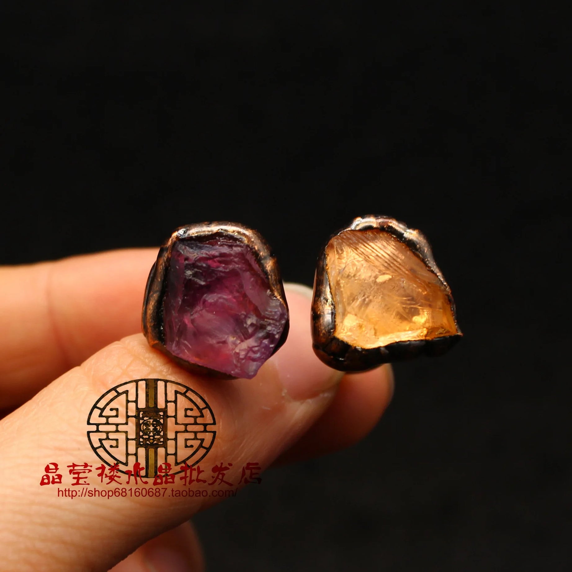 Natural Gem Raw Stone Amethyst Ring Crystal Bronze Plated Citrine Green Fluorite Boho Vintage Fashion For Women's Jewelry Gifts - Charlie Dolly