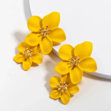 Metal Flower Stud Earrings Jewelry