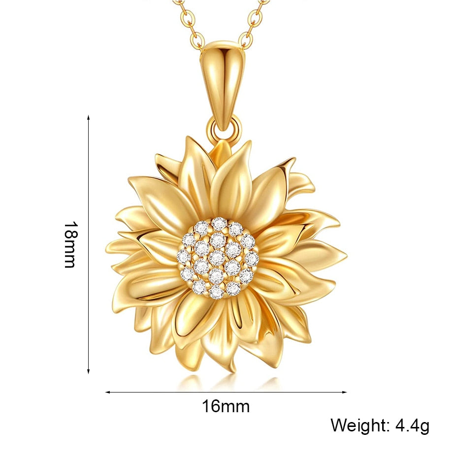 Rose Valley Sunflower Pendant Necklace for Women CZ Pendants Fashion Jewelry Girls Gifts YN044 - Charlie Dolly