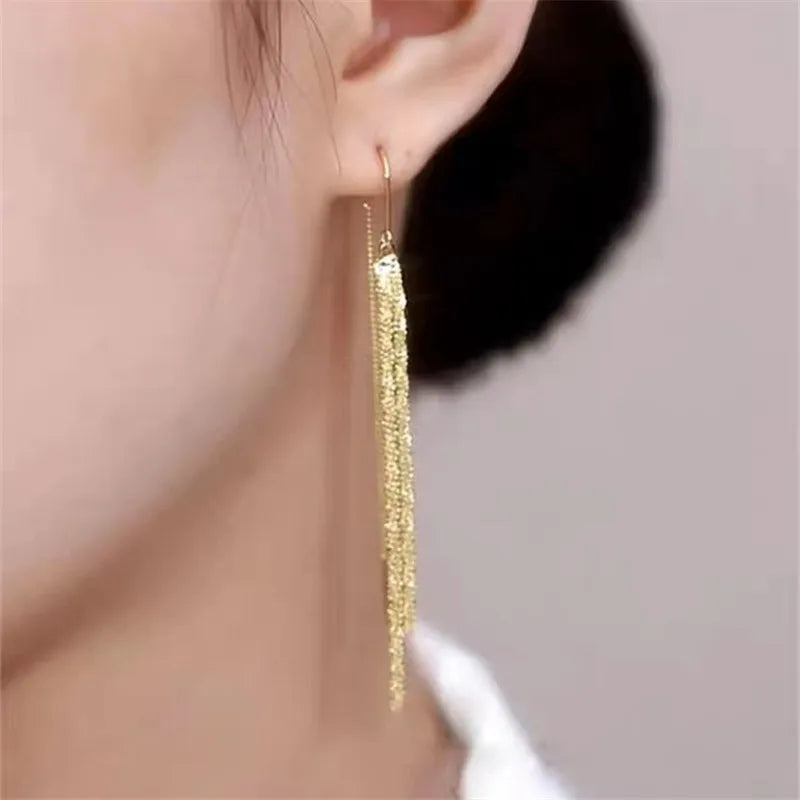 2023 New Fashion Trend Metallic Elegant Exquisite Light Luxury Long Tassel Ear Wire Ladies High Jewelery Party Gift Wholesale - Charlie Dolly