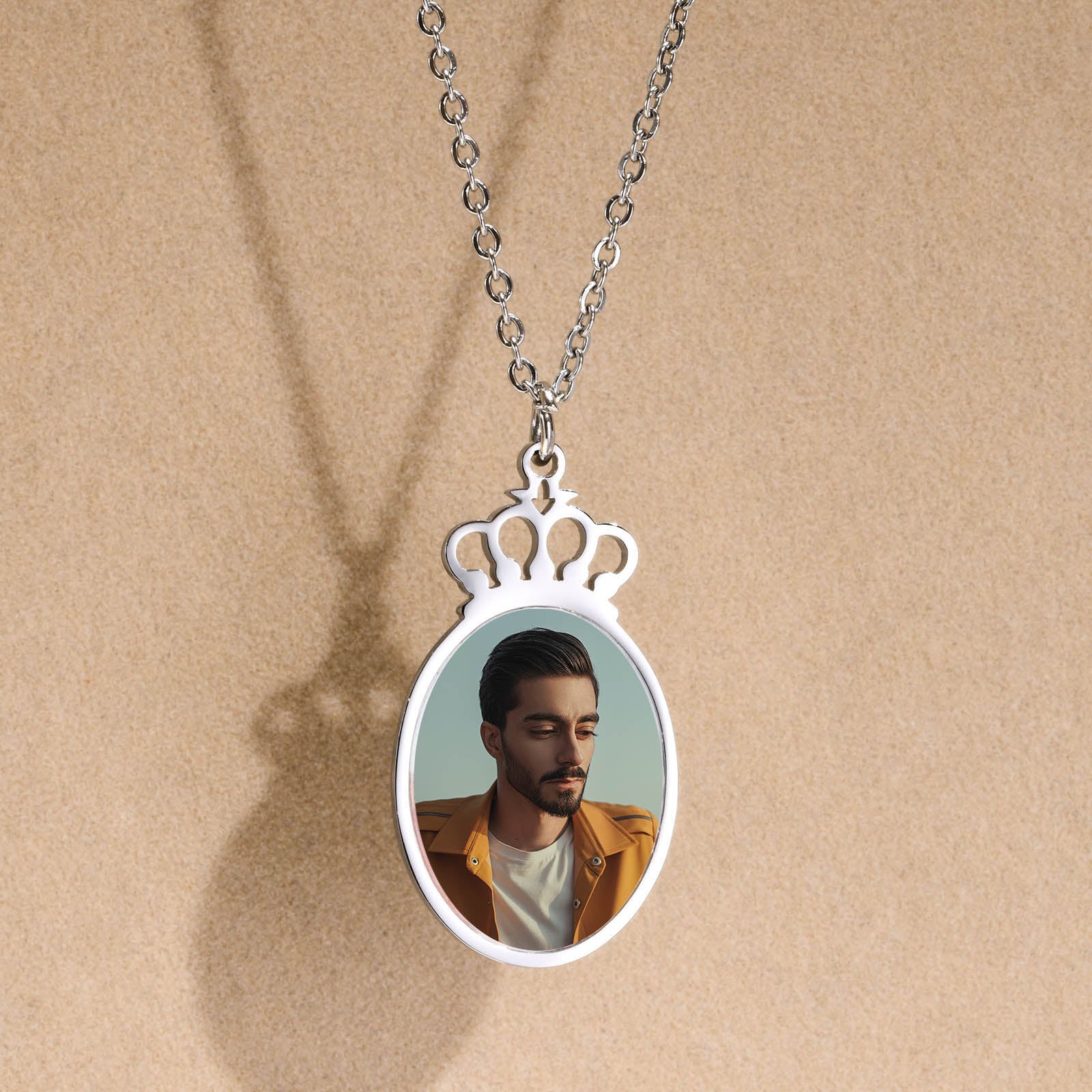Vnox Free Personalize Photo Crown Necklaces for Women,Custom Picture Image Words Info, Stainless Steel Pendant Collar Gift - Charlie Dolly