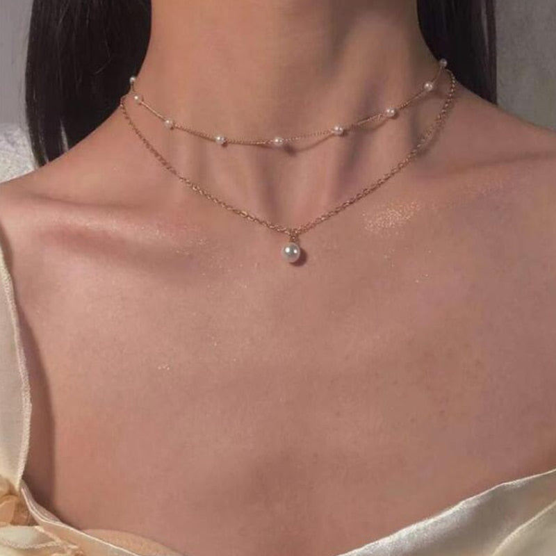 Crystal Zircon Heart Star Charm Layered Pendant Necklace Set for Women Charms Fashion Square Rhinestone Female Vintage Jewelry - Charlie Dolly