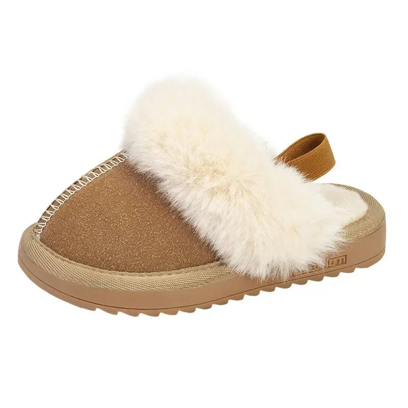 Children's Cotton Slippers Fashion Solid Color Plush Home Slippers Indoor Anti Slip Comfort Girls Shoes Boys Warm Cotton Shoes - Charlie Dolly