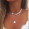 925 Sterling Silver Three-Layer Round Necklace Simple Snake Chain Charm Ball Chain Party Gift For Women's Exquisite Jewelry - Charlie Dolly