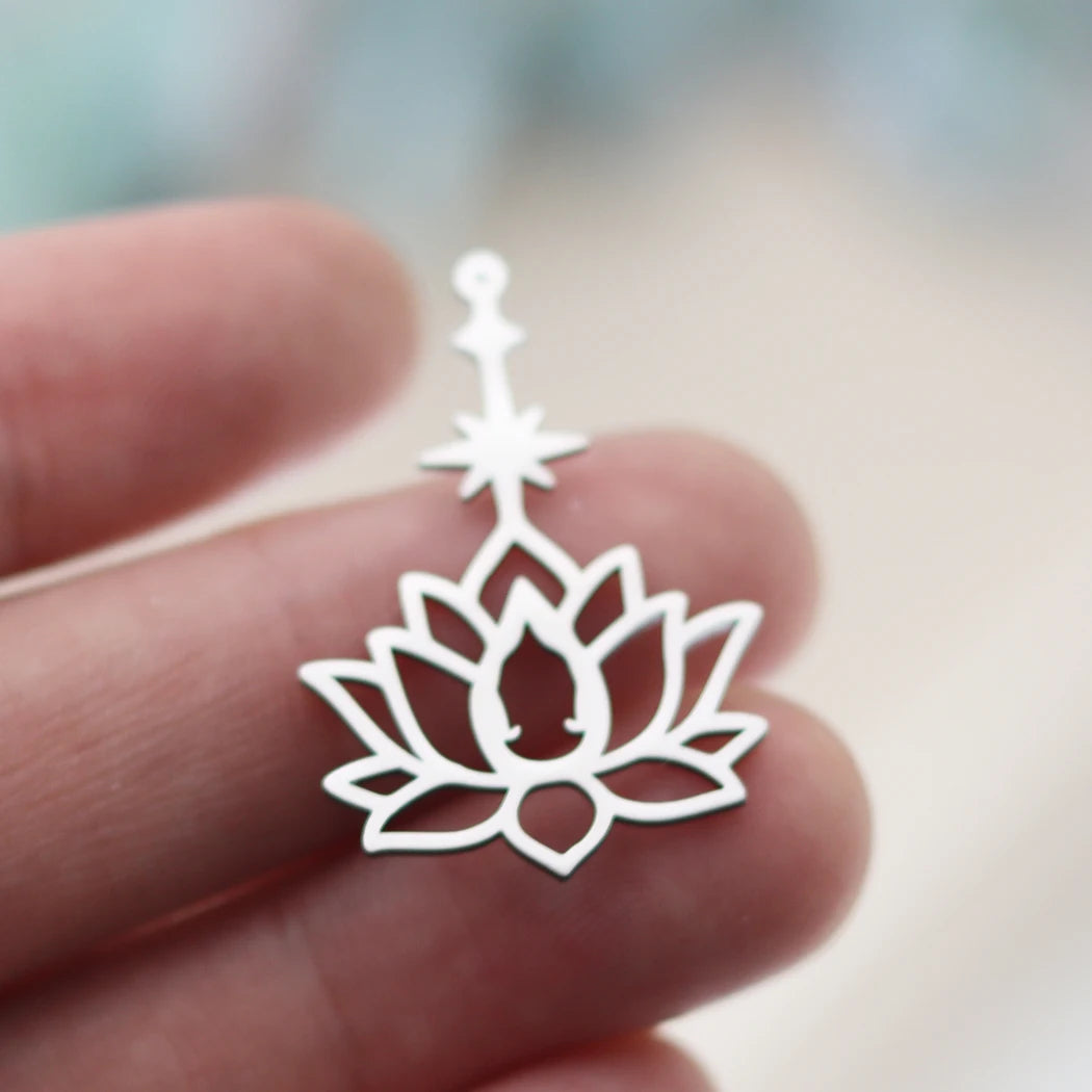 3pcs Stainless Steel Gothic Sun Cross Sword DIY Charms Tassels Star Lotus Flower Earrings Necklace Jewelry Making Amulet Pendant