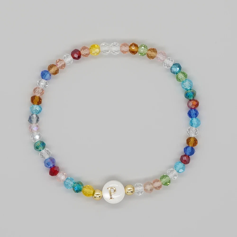 Go2Boho Crystal Shell Letter A-Z Bracelets for Women Boho Summer Beach Lucky Fashion Trend Jewelry Accessories Surprise Gifts