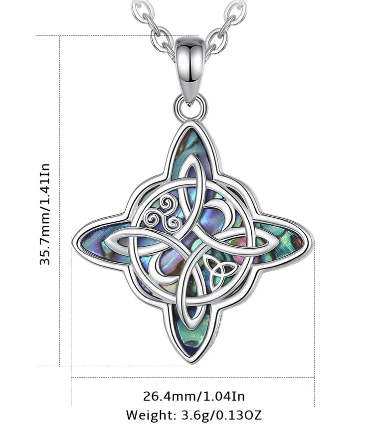 Eudora original 925 Sterling Silver Witch Knot Necklace for Men Women Natural Abalone Witchcraft Amulet Pendant Wicca Jewelry