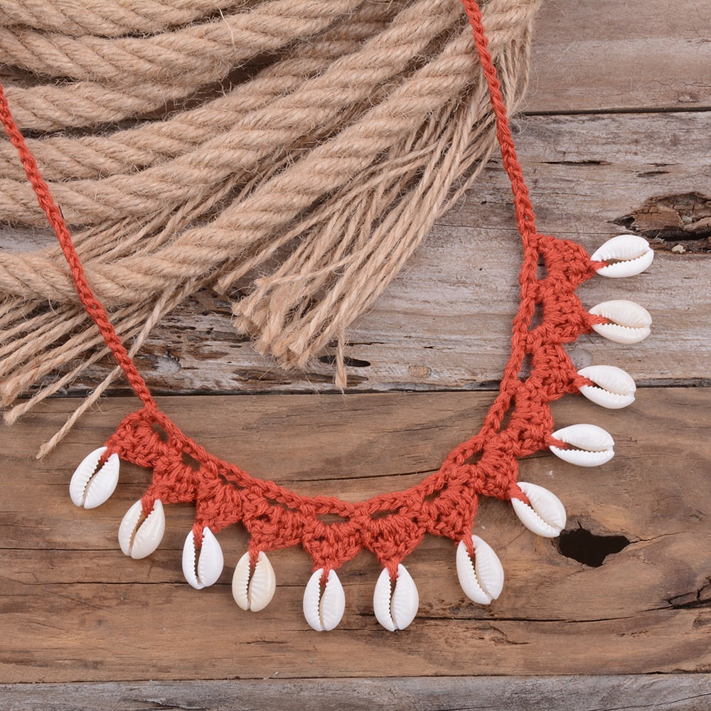 Women Shells Choker Necklaces Natural Sea Cowrie Shell Rope Chain Choker Necklace Summer Jewelry Girl Friendship Gifts Handmade - Charlie Dolly