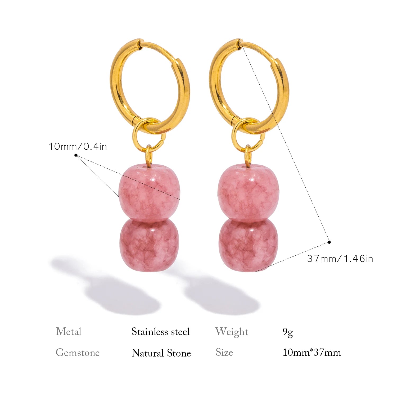 UHBINYCA Stainless Steel Drop Earrings for Women Gentle Natural Stone Charms Hoop Earring Trendy Jewelry Gift