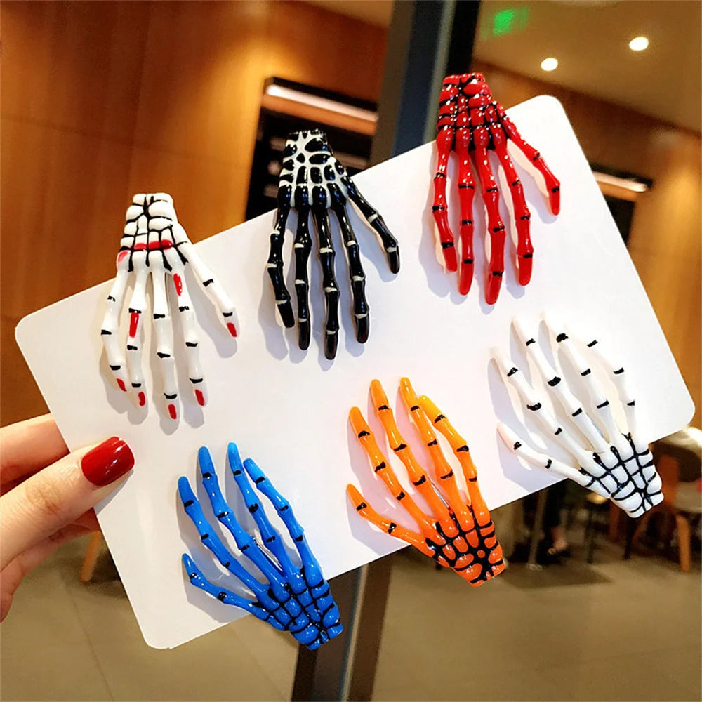 Creative Skeleton Hand Hair Clip for Women Girl Gothic Style Colorful Hairpin Halloween Makeup Party Headwear Hair Accessories - Charlie Dolly