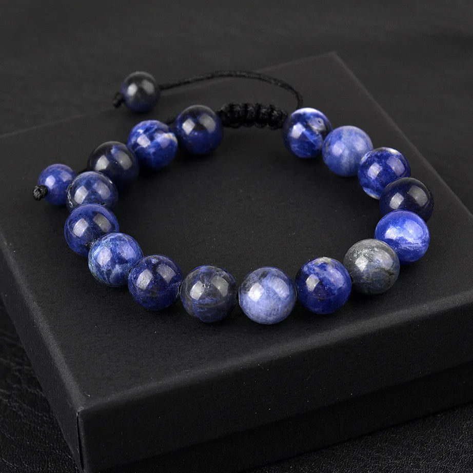Natural Stone Beaded Bracelet — Tiger Eye, Agate & Lava