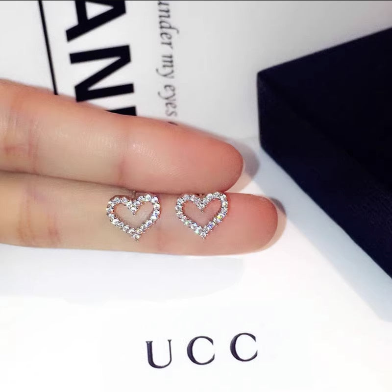 Engagement Enamel Cute Heart Stud Earrings for Women Girls Rose Gold Color Summer jewelry Black Earring Wedding Jewelry Gifts - Charlie Dolly