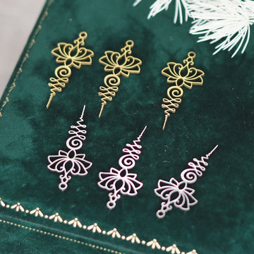 3pcs Exquisite Yogo Lotus Flower Line DIY Earrings Stainless Steel Pendant Charms for Jewelry Making Necklace Women Accessories